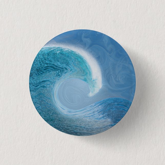 Artistic Blue Wave 3 Cm Round Badge (Front)
