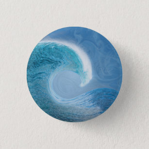 Artistic Blue Wave 3 Cm Round Badge