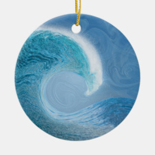 Artistic Blue Wave Ceramic Tree Decoration