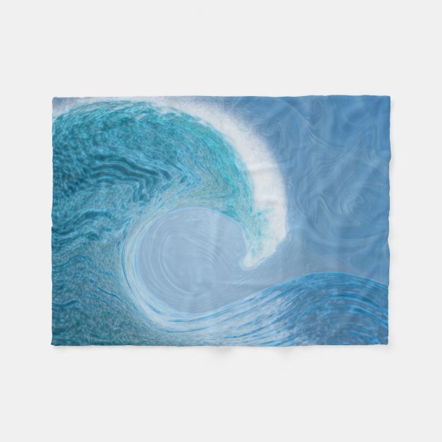 Artistic Blue Wave Fleece Blanket (Front (Horizontal))