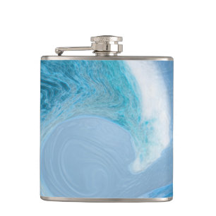 Artistic Blue Wave Hip Flask