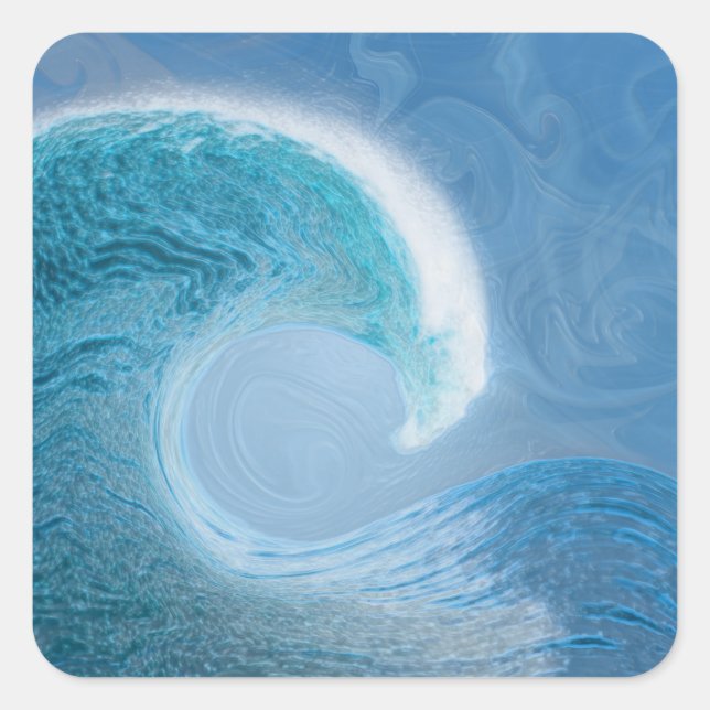 Artistic Blue Wave Square Sticker (Front)