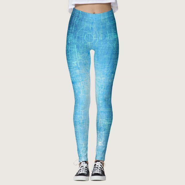 Artistic Blueprint Leggings - Stand Out in Style (Front)