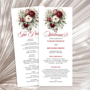 Artistic Blush Burgundy Greenery Wedding Program Programme