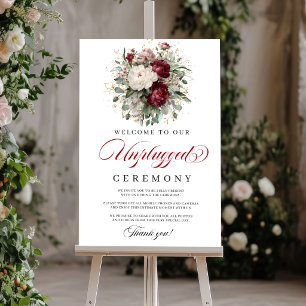 Artistic Blush Burgundy Unplugged Ceremony Poster