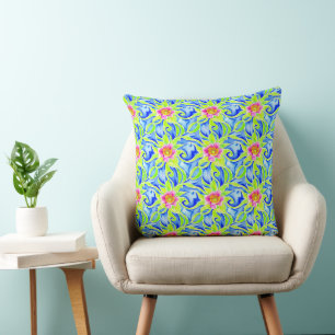 Artistic Bohemian Floral Vibrant Watercolor Cushion