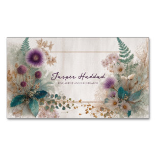 Artistic Bohemian Wildflower Folk Art Magnetic Business Card