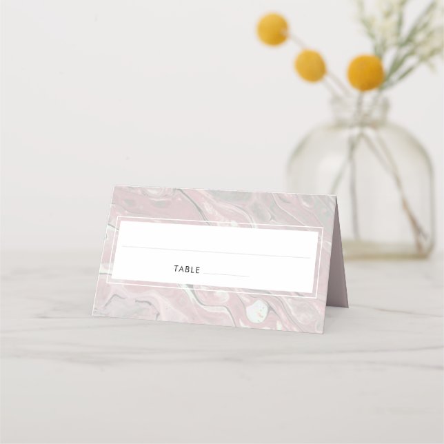 Artistic Boho Blush Marble Place Cards (Front)