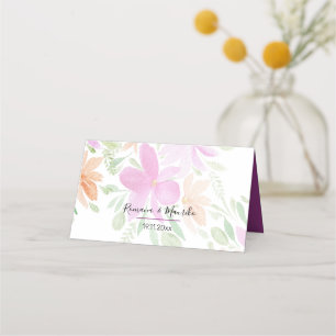 Artistic Boho Floral Watercolor Art Place Card