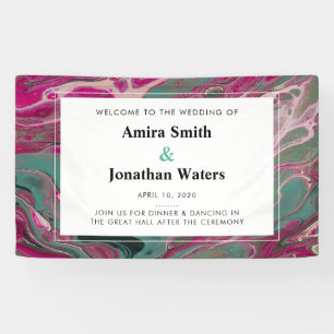 Artistic Boho Pink Marble Entrance Banner