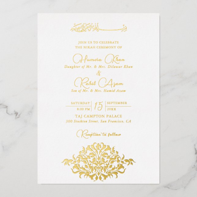 Artistic Botanical Floral Paisley Muslim Wedding (Front)