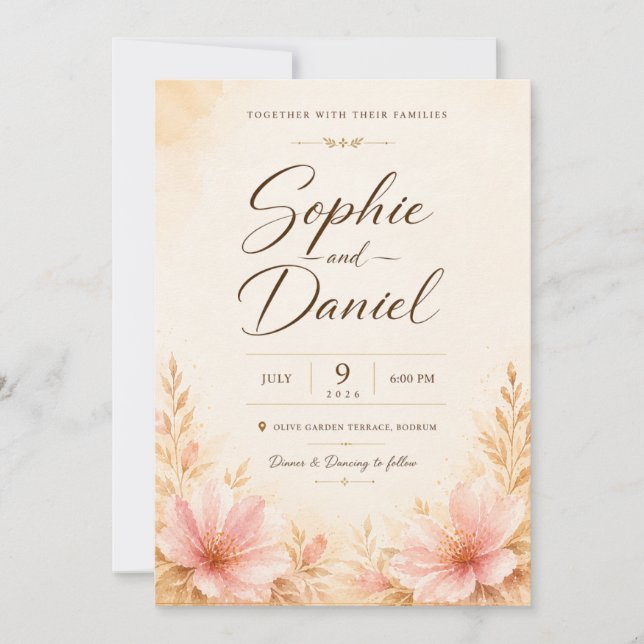 Artistic Botanical Wedding Invite (Front)