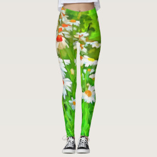 Artistic Bright and Colourful Pop Art Daisies v1 z Leggings