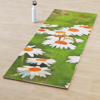 Artistic Bright and Colourful White Garden Daisies Yoga Mat