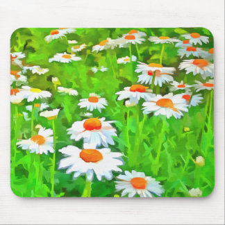 Artistic Bright Colourful White Garden Daisies v1b Mouse Pad