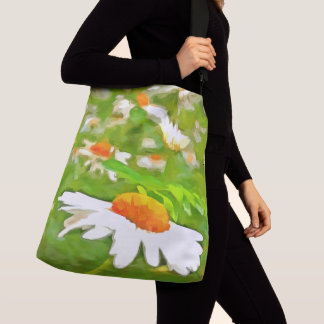 Artistic Bright Colourful White Garden Daisies v5 Crossbody Bag