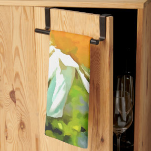 Artistic Bright Colourful White Garden Daisies v6 Tea Towel