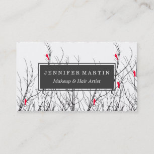 Artistic Bright Red Birds on Tree Branches Business Card