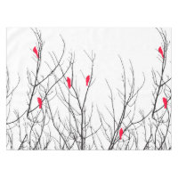 Artistic Bright Red Birds on Tree Branches