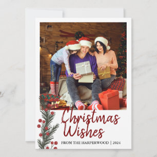 Artistic Brush Script Christmas Family Photo Holiday Card