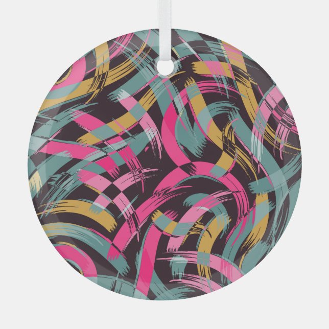 Artistic brush stroke pattern. glass tree decoration (Front)