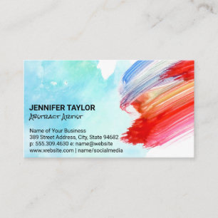 Artistic Brush Stroke Watercolor Business Card