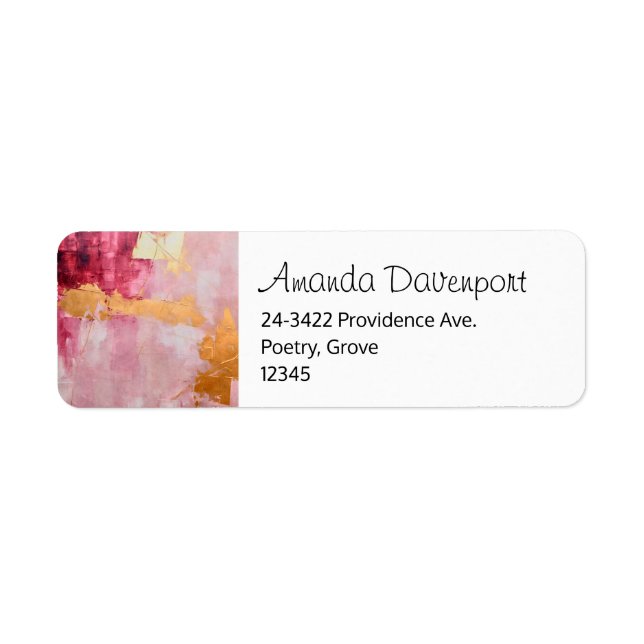 Artistic Brush Strokes Gold and Pink Address (Front)