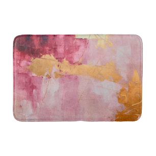 Artistic Brush Strokes Gold and Pink Bath Mat