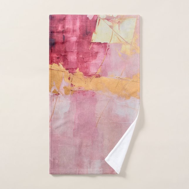 Artistic Brush Strokes Gold and Pink Hand Towel (Hand Towel)