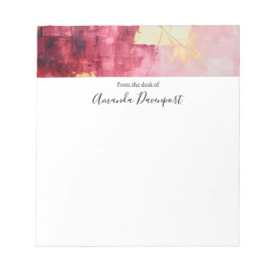Artistic Brush Strokes Gold and Pink Notepad
