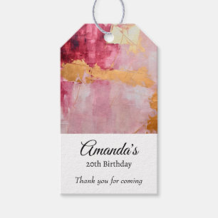 Artistic Brush Strokes Gold and Pink Thank You Gift Tags