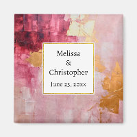 Artistic Brush Strokes Gold and Pink Wedding