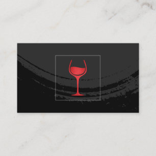 Artistic Brushed Black on Red Wine Glass Business Card