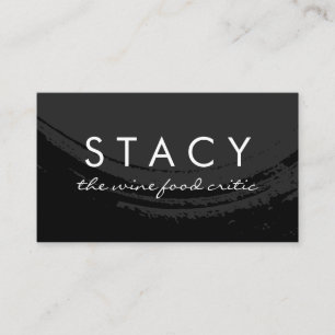 Artistic Brushed Black Wine Glass Bold Text Business Card