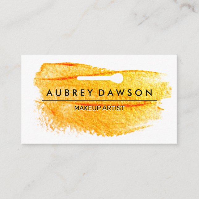Artistic Brushed | Makeup Brush Icon Business Card (Front)