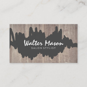 Artistic Brushed Scribble Wood Panel Business Card