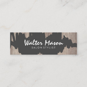 Artistic Brushed Scribble Wood Panel Mini Business Card