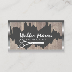 Artistic Brushed Wood Scissors Business Card