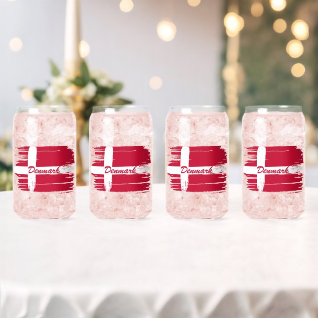 Artistic Brushstroke Denmark Flag  Can Glass (Insitu (Wedding))