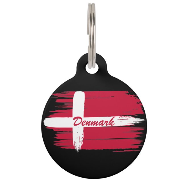 Artistic Brushstroke Denmark Flag  Pet Tag (Front)