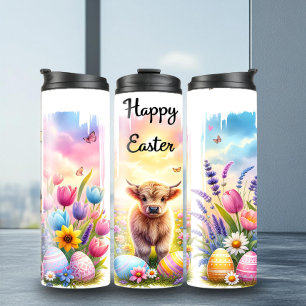 Artistic Brushstroke Highland Cow Easter Tumbler