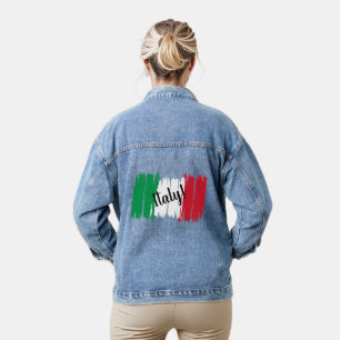 Artistic Brushstroke Italy Flag Denim Jacket