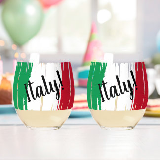 Artistic Brushstroke Italy Flag  Stemless Wine Glass