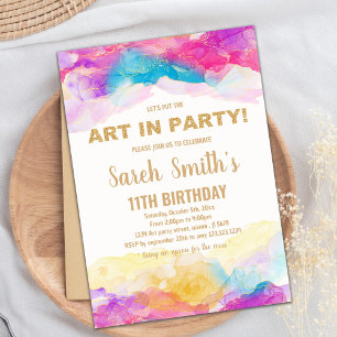 Artistic Brushstroke Party Theme for Kids Invitation