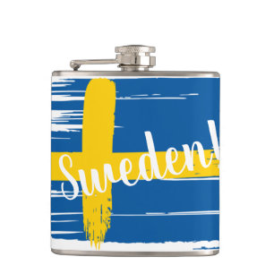 Artistic Brushstroke Sweden Flag Hip Flask