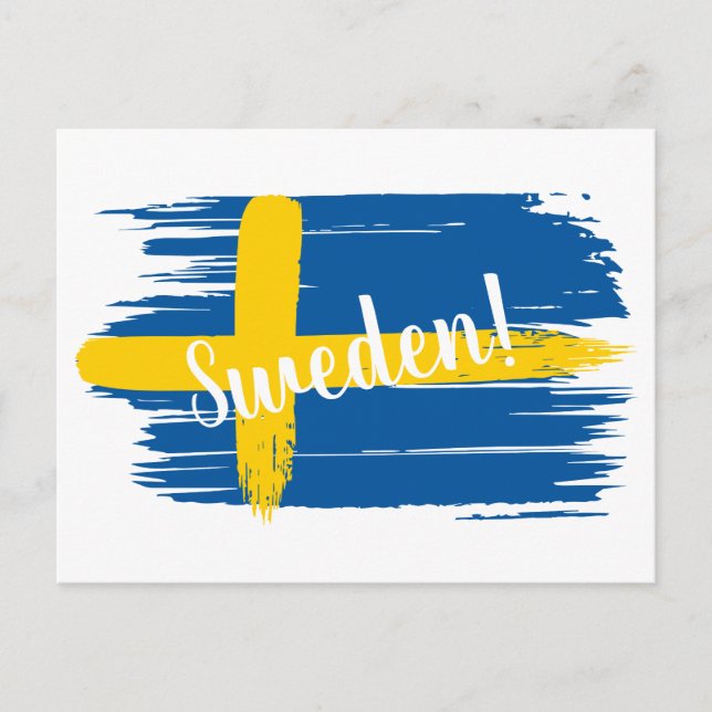 Artistic Brushstroke Sweden Flag Postcard (Front)
