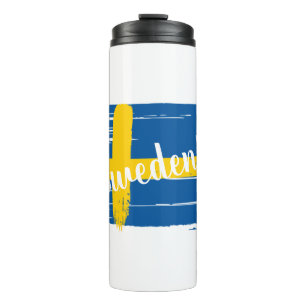 Artistic Brushstroke Sweden Flag Thermal Tumbler