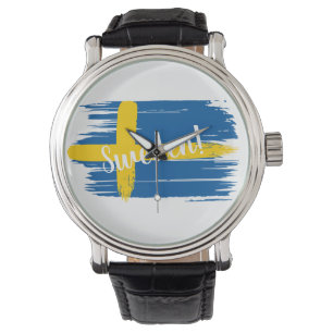 Artistic Brushstroke Sweden Flag Watch