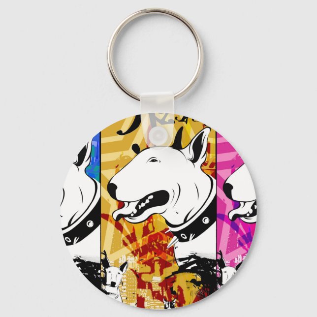 Artistic Bull Terrier Dog Breed Design Key Ring (Front)