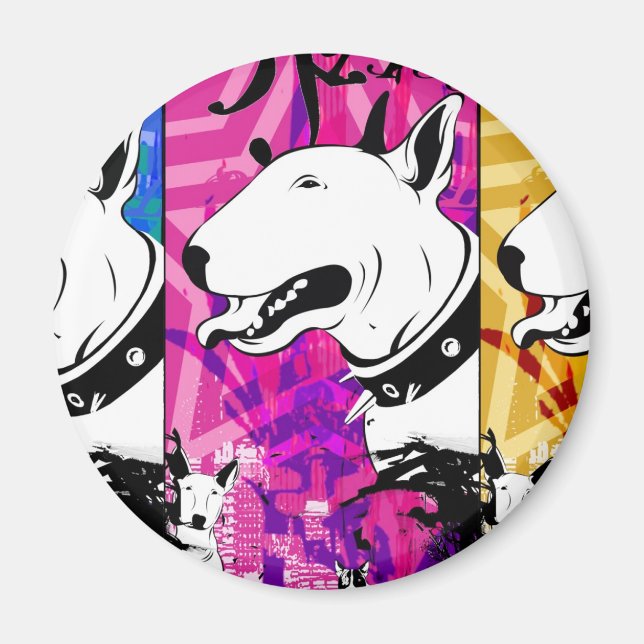 Artistic Bull Terrier Dog Breed Design Magnet (Front)